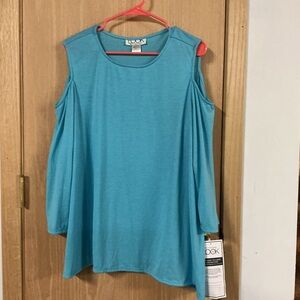 Blue Cold Shoulder Top